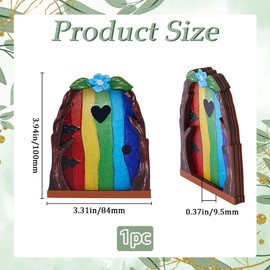 GORGECFAFT Fairy Garden Door Accessories Wood Miniature Fairy Doors Wall 3D Wooden Door Ornaments Art Sculpture Decoration DIY Gnome House Indoor Mystical Garden Ornament for Tree Trunk (Colorful)