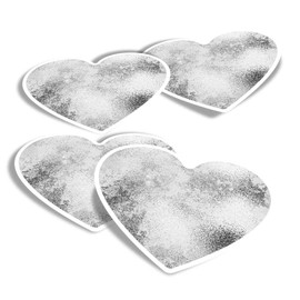 Vinyl Heart Stickers (Set of 4) - BW - Rose Foil Copper Colour Grunge Fun Decals for Laptops,Tablets,Luggage,Scrap Booking,Fridges #43459
