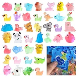 100pcs Mini Resin Animals Figures, Mini Glow in The Dark Cute Animal Resin Models, Mystery Resins Animals Blind Bag, Design Animal Miniatures for Outdoor Decor Dollhouse Fairy Garden Accessories