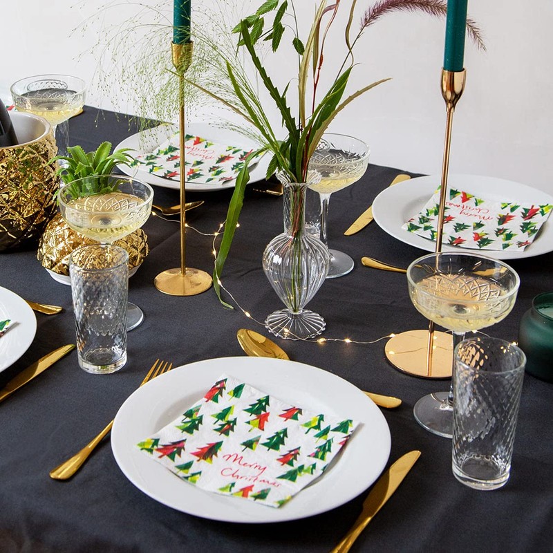 Talking Tables Pack of 21-Recyclable Christmas Tree Napkins Zero Plastic-Perfect