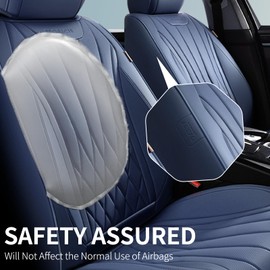 FLORICH 2pack Seat Covers, Waterproof Car Seat Cover, Airbag Compatible, Quick Setup Leather Seat Covers Universal Fit for Cars, Trucks, SUVs - Blue