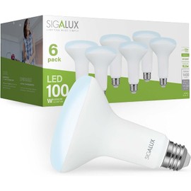 Sigalux LED Flood Lights Indoor, BR30 Bulb 100W Equivalent, Dimmable Recessed 5000K Daylight Can Lights 1400LM, E26 Base Bulged UL Listed, Pack of 6