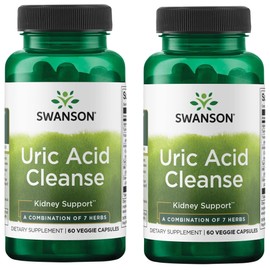 Swanson Uric Acid Cleanse - Natural Supplement Promoting Kidney Support - Features a Powerful Combination of 7 Herbs - (60 Veggie Capsules) 2 Pack