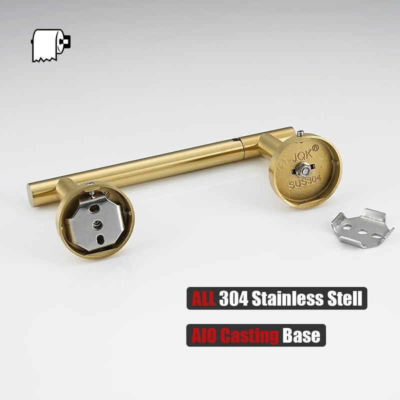 JQK Gold Toilet Paper Holder, Double Post Pivoting Tissue Holder