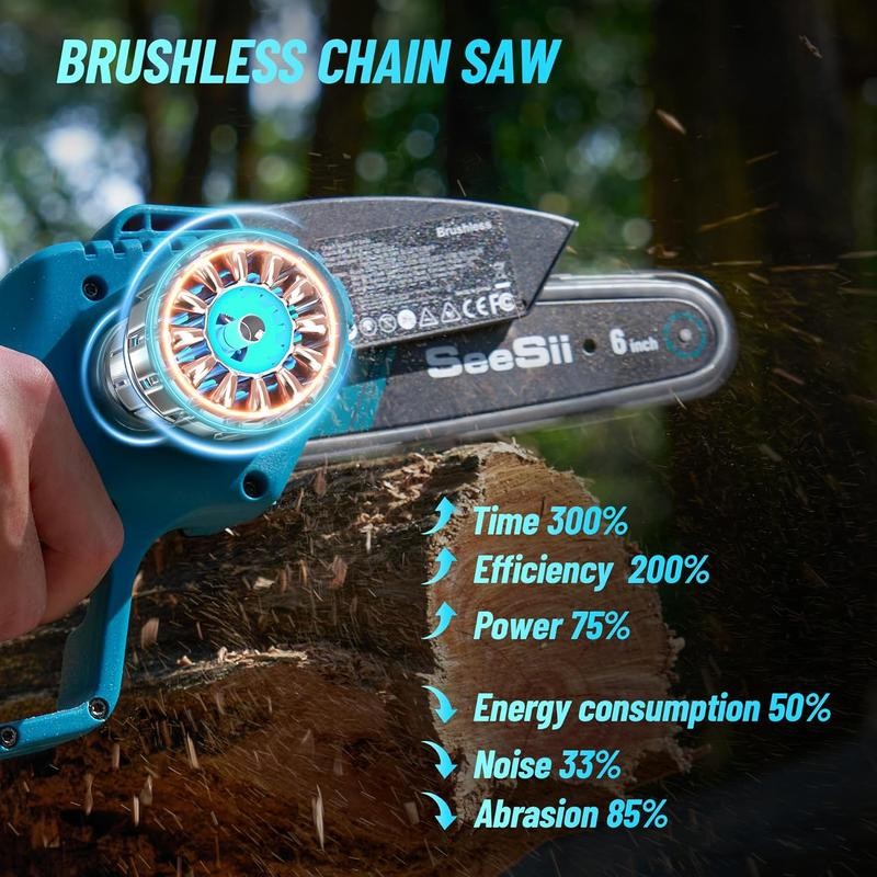 2-IN-1 Cordless Pole Saw & 6'' Mini Chainsaw, 2 Pack