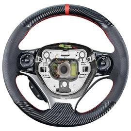 JI Loncky - Funda de piel genuino para volante de coche OEM para Honda Civic 9 Civic 2012 2013 2014 2015, accesorios interiores