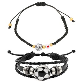 TVSVKWE 2 Pieces Football Bracelet, Fan Bracelet, Party Souvenir, Creative Fashion Jewelry, Adjustable Bracelet.