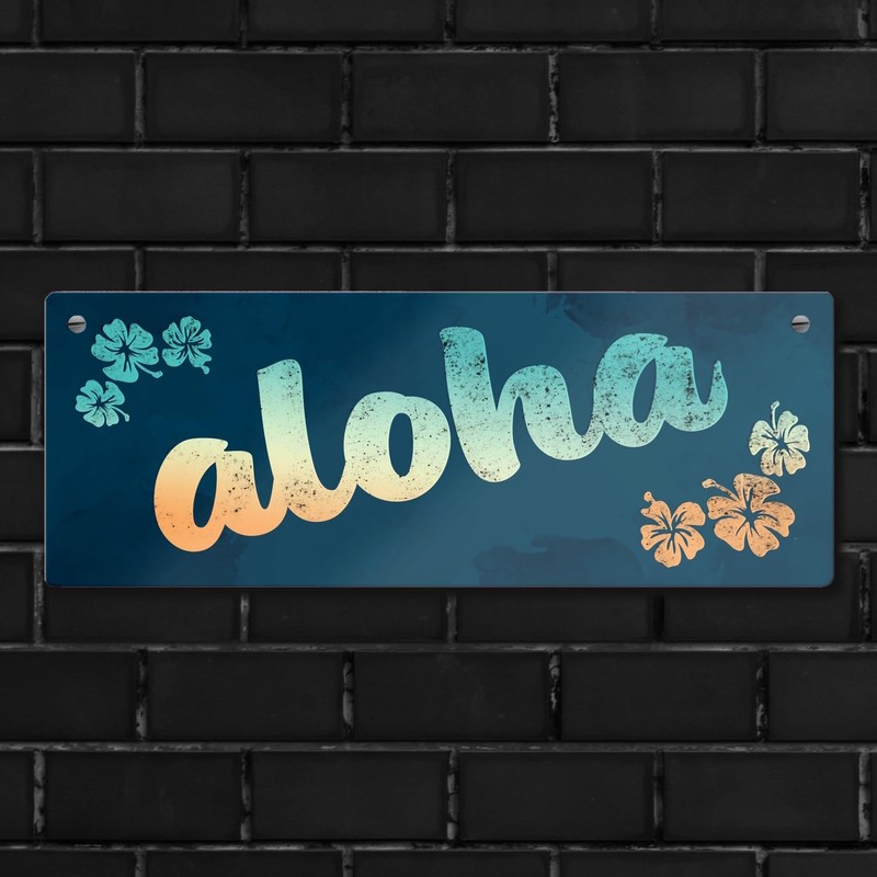 Metal Sign L 10.5 x 28 cm with Hawaii Design
