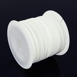 1 Roll, Faux Suede Cord 5 m Long, 4 mm and 5 mm Width, for DIY Jewellery Making, Microfibre Flat Tip Crafts Cordage for Bracelet, Necklace, Bead Cord (White, 5 mm)