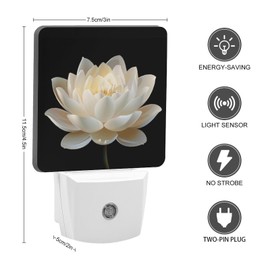 TOJFDAPW White Lotus Flower Night Light, Night Light Plug in Wall with Dusk to Dawn Light Sensors, LED Lamp Decor for Bedroom Hallway Nursery Kitchen Stairs, Gift for Women Boys Girls(White Lotus)