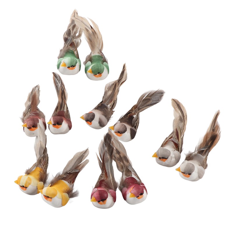 12Pcs Simulation Foam Bird Artificial Bird Decor with Clip Fixing