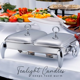 4 QT Soup Warmer | Soup Tureen for Parties Buffet, Stainless Steel Soup Chafer with Glass Serving Dish and Ladle