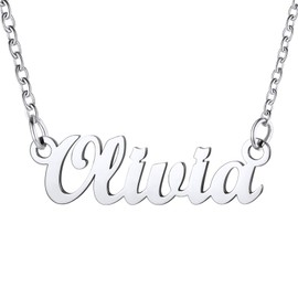 Olivia Necklace Stainless Steel Script Nameplate Jewelry Women Girls Name Pendant Birthday Gift 18 Inch