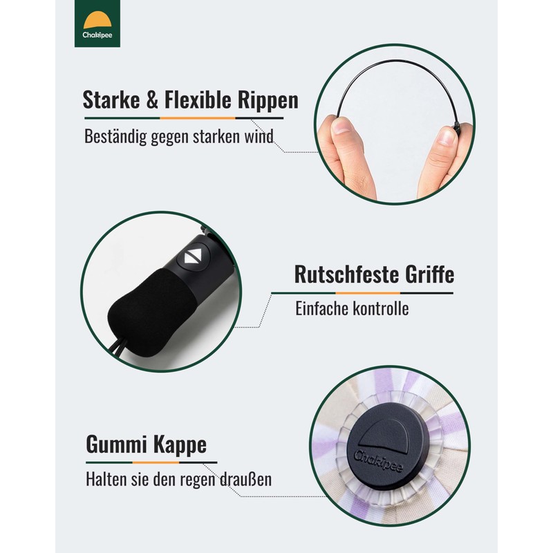 Chakipee Large Storm Resistant Compact Travel Umbrella - Automatic Pocket