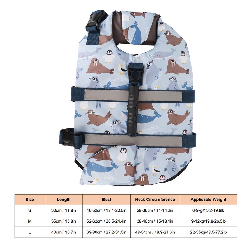 Dog Life Vest Reflective Adjustable Pet Floatation Life Jacket with