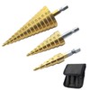 FUZVOL 3 PCS HSS Step Drill Bits,Drill Bit Set,High Speed