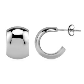 Silvershake 10x15MM or 0.4 (Wide) x0.6 Inch White Gold Plated 925 Sterling Silver C-Hoop Earrings Jewelry for Women, Sterling Silver Rhodium (White Gold Plated), silver white gold