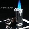 OLDENDO Cigar Lighter with Punch Built in Gas Window, Triple