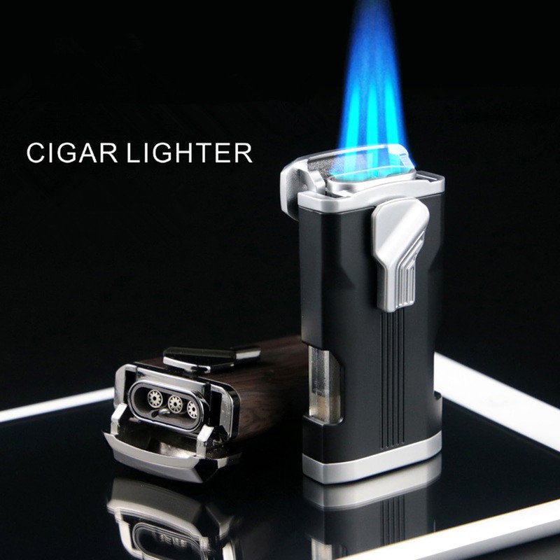 OLDENDO Cigar Lighter with Punch Built in Gas Window, Triple