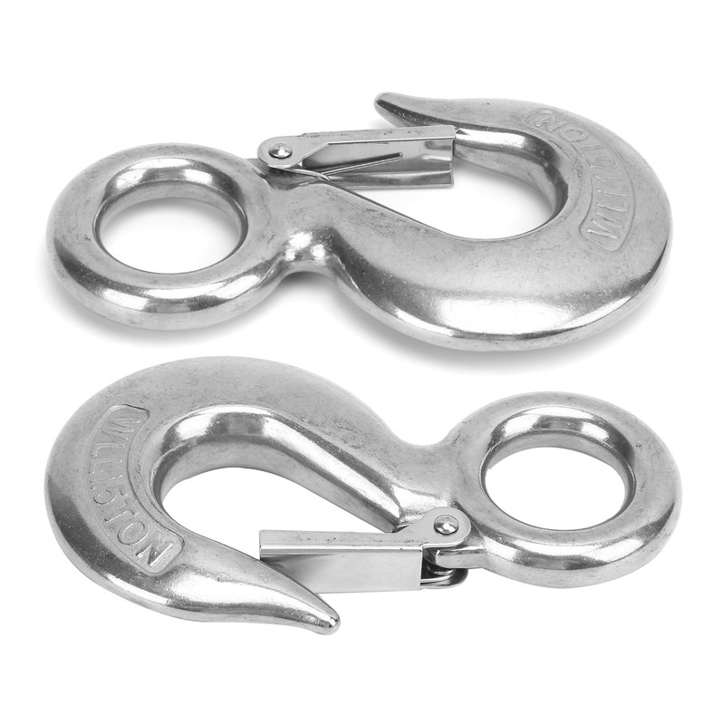 2pcs 1.5 Tons Eye Slip Hook with Safety Latch Stainless
