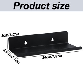 YILANJIN 2 x Wall Shelves, Black Metal, Wall Shelf, 10 x 20 x 4 cm, No Drilling Wall Shelf, Metal Shelf, Wall Kitchen Shelf, Spice Rack Shelf, Home Decoration, Wall Shelf for Kitchen, Bathroom, Office