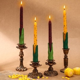 Conelist 6 Pcs Fall Corn Taper Candles Harvest Thanksgiving Corn Cob Candle Sticks for Birthday Kitchen Table Tabletop Thanksgiving Decoration