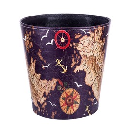 Scakbyer 10L/2.64 Gallon PU Leather Trash Can Decorative Waterproof Wastebasket Paper Basket Garbage Bin for Home Office Bathroom