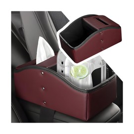 Mandark Car Storage Organizer Between Seats, Cup Holder Armrest Storage Box with Compartments, Vehicle Center Console Organizer, Auto Back Seat Accessories, Universal for Most Cars (Red) (Red)