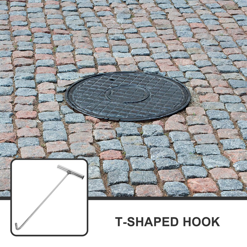 Ciieeo Heavy-Duty Stainless Steel Manhole Cover Hook Shape Lift Tool