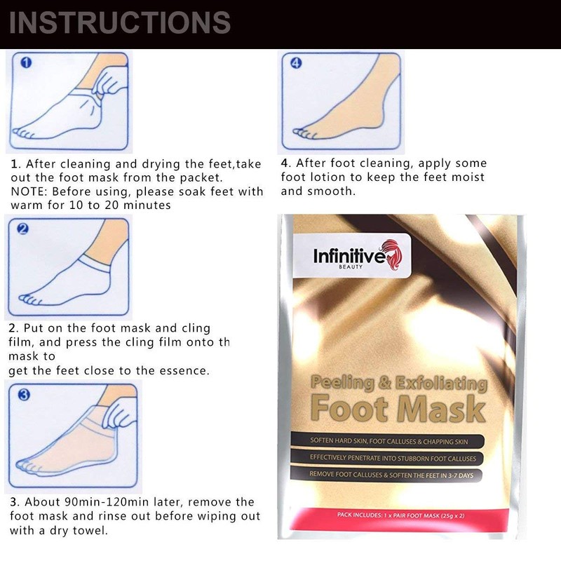 2 Pairs Foot Peeling Foot Mask - Exfoliating Socks and