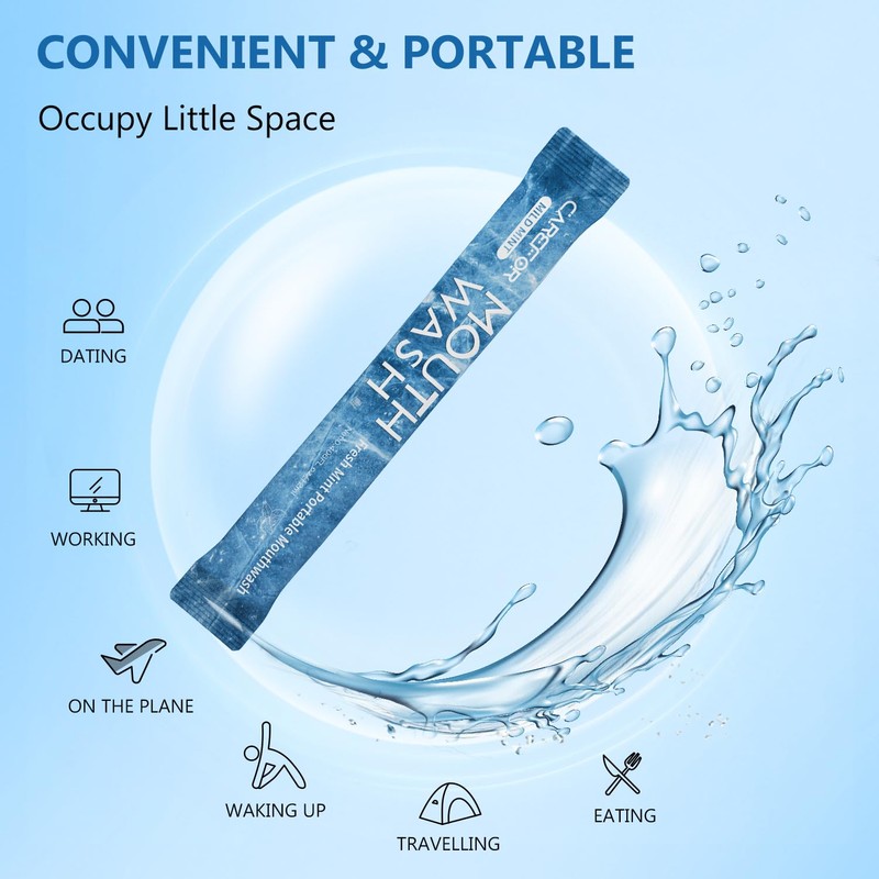 Mouthwash Travel Size, Portable Fresh Breath Mouthwash, Alcohol-Free, ICY Mint