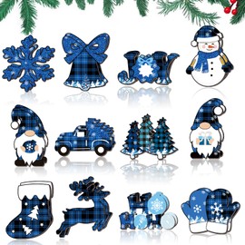 HBell 48pcs Christmas Wooden Ornaments Colored Wooden Pendant Christmas Tree Decorations,Wooden Slices for Kids DIY Crafts Christmas Hanging Decoration Xmas Gift Children Gift (Blue)