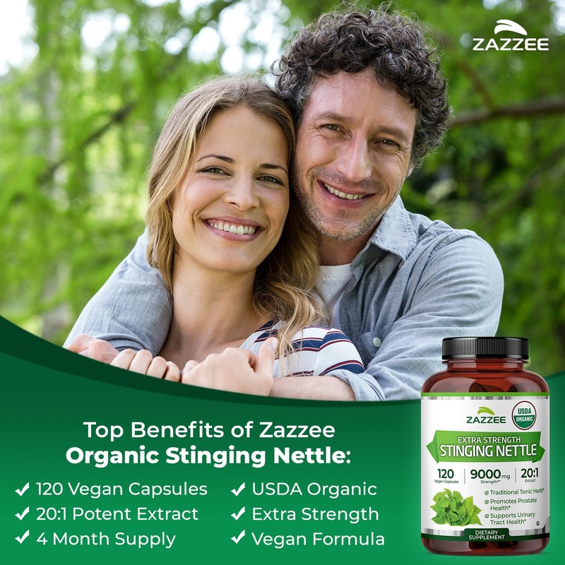 Zazzee USDA Organic Stinging Nettle Leaf 20:1 Extract, 120 Vegan