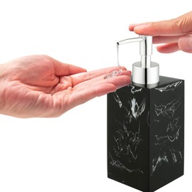 Classic Marbling Resin Soap Dispenser, 270ml/ 400ml Countertop Lotion Dispenser Liquid Soap Dispenser Bathroom Soap Dispenser Bottle for Home Hotel Bathroom (Black Cuboid,400ml)