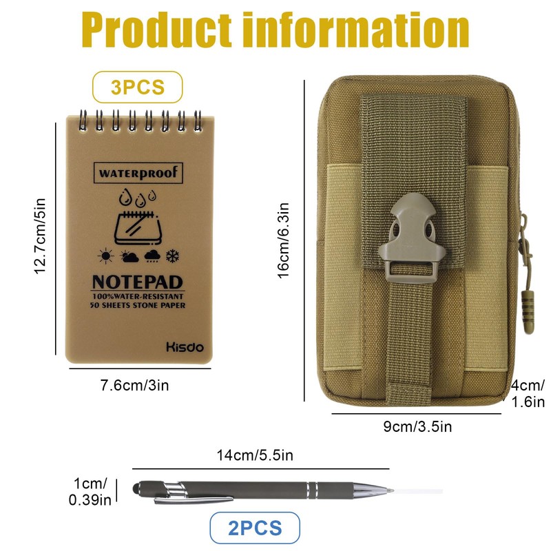 Maahongh 6 Pcs Brown Waterproof Notebook with Pen and Cover,