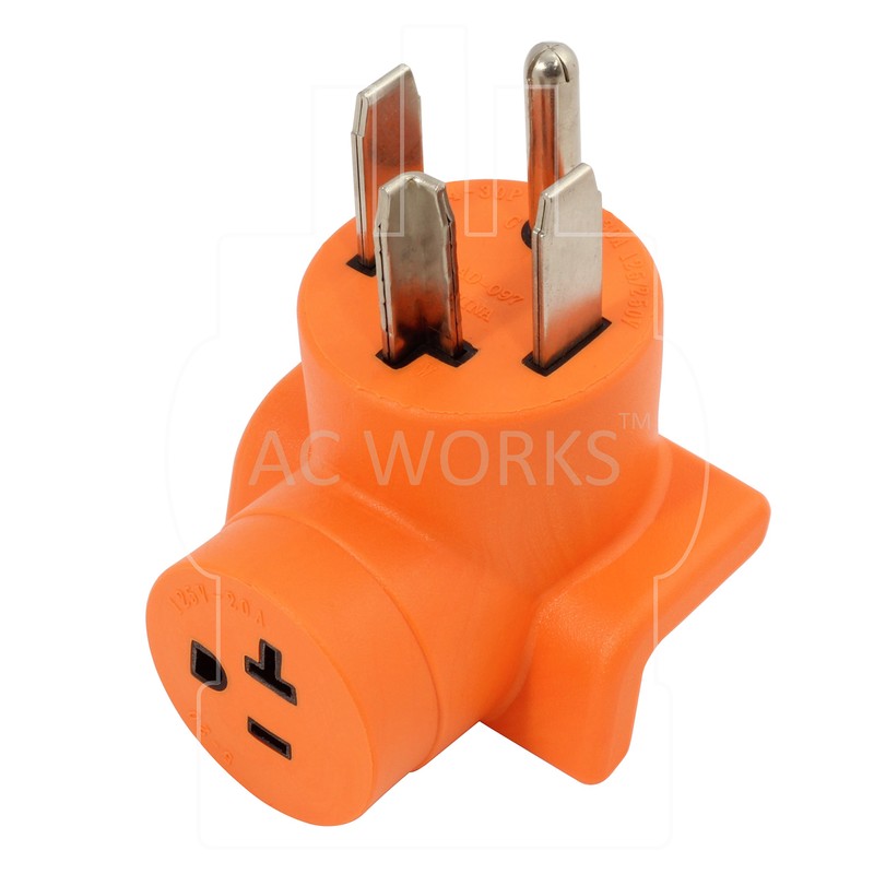 AC WORKS 30 Amp 4-Prong Dryer Wall Outlet Adapter (To