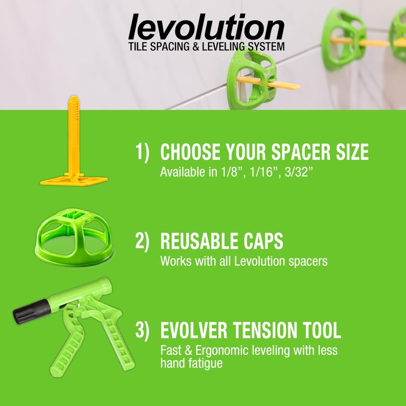 Miracle Sealants Levolution Pro Flat Spacer 1/8", Tile Leveling &