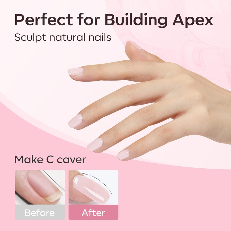 Modelones 8-in-1 Builder Nail Gel, 6 Colors Pink Builder Gel