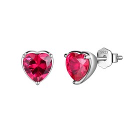 Aurora Tears July Birthstone Stud Earrings Love Heart 925 Sterling Sliver Heart-shaped Birthstone Earring Birth Stone Jewelry Gifts for Women and Men DE0228R