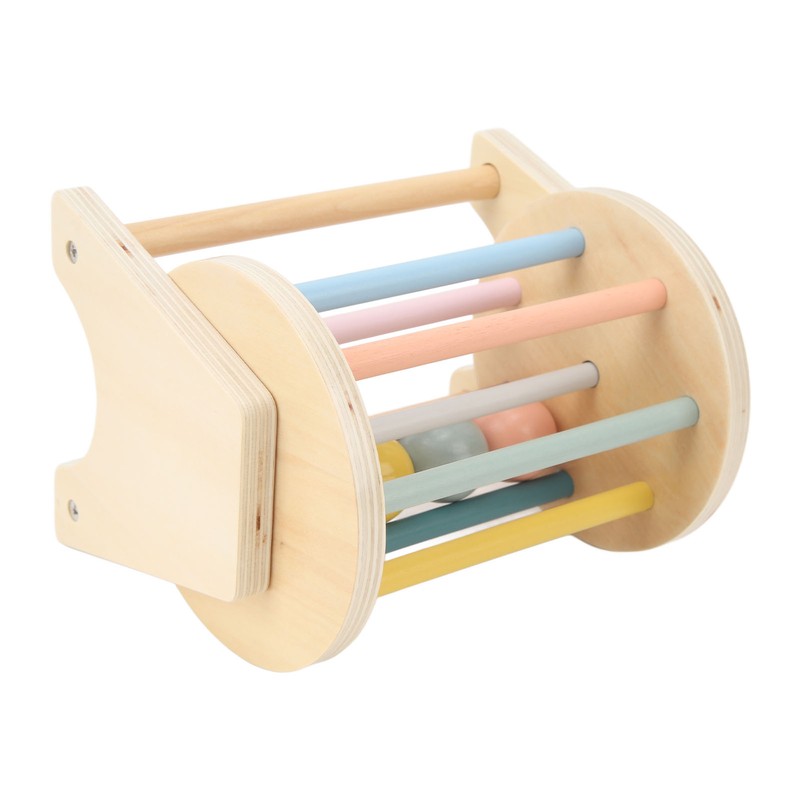 Wooden Rattle Rolling Drum Logic Thinking Hand Eye Coordination Safe