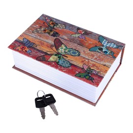 Storage Book Safe Storage Box, Book Safe with Key Bookshelf Safe Box Book Safe with Key Lock for Keys and Combination Lock (Butterfly)