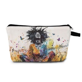 MoCaliduccious Beautiful City Black Woman Artpop Butterfly Print Women Makeup Bag Travel Cosmetic Bag