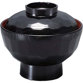 Fukui Craft Rice Bowl, Heat Resistant, Made in Japan, Dishwasher Safe, Kameko-don, Kurochi Vermilion, Large