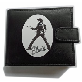 Elvis The King of Rock and Roll Anti RFID Theft Wallet Black Soft Leather Large Zipped Coin Pocket Gift Boxed