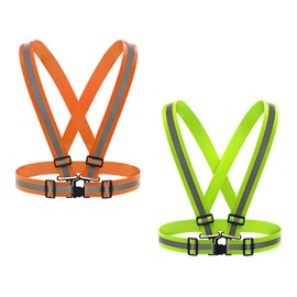 CQQNIU 2 Pieces Of Reflective Vests, Reflective Safety Vests, Elastic Adjustable Vests, Suitable For Cycling, Running, Outdoor Work