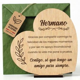 CONTRAXT Tarjeta regalo para Hermano Madera. Regalo original Hermano tarjetas postal cumpleaños hermano agradecimiento madera