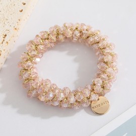 AMOR SPES Crystal Pearl Hair Tie Rope Hair Band for Women Elastic Tie Hair Scrunchies Hair Accessories Headbands (A)