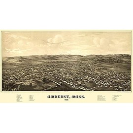 Amherst, Massachusetts - 1886 - Aerial Bird's Eye View Map Poster