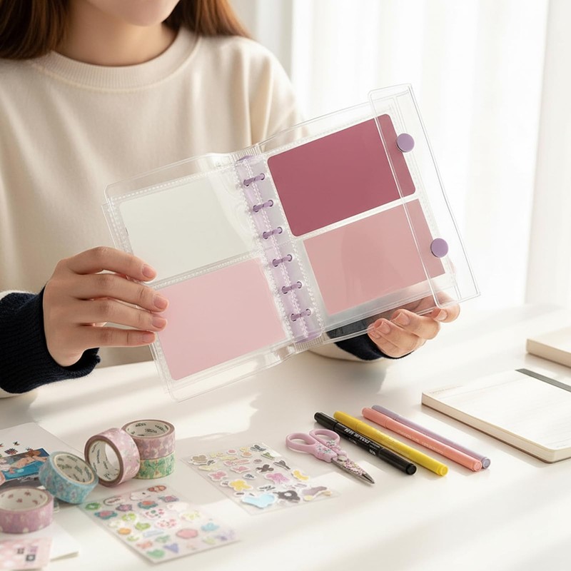 BLOOPIC Personal Organizer, Transparent, A7 Size, 6 Holes, Mini Clear