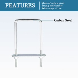 QUARKZMAN M6 x 50 x 150 mm Square U Bolt x 1 Set Carbon Steel U Bolt for Axle and Trailer Blades and Pipes Silver